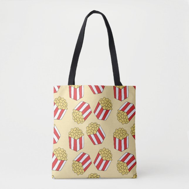 Popcorn hand plockade, färglöst, sömlös mönster. tygkasse (Framsida)