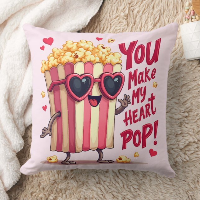 Popcorn Heart Pop Valentine Design Kudde (Filt)