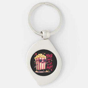 Popcorn Heart Pop Valentine-design Swirl Silverfärgad Nyckelring