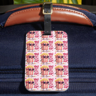 Popcorn Heart Pop Valentinsdesign Bagagebricka