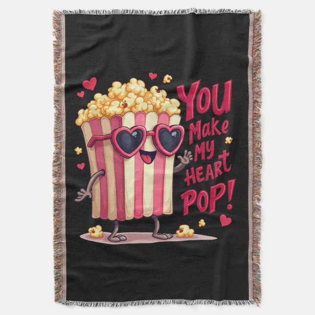 Popcorn Heart Pop Valentinsdesign Filt (Framsidan Vertikal)