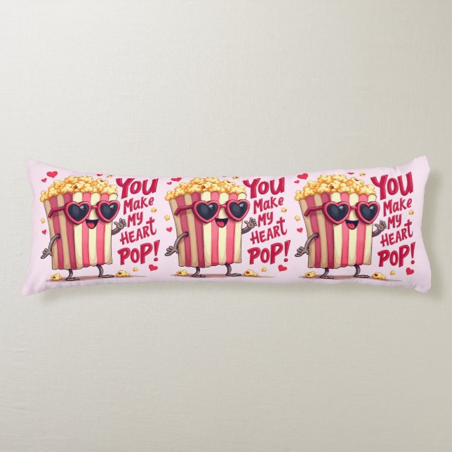 Popcorn Heart Pop Valentinsdesign Kroppskudde (Framsidan)
