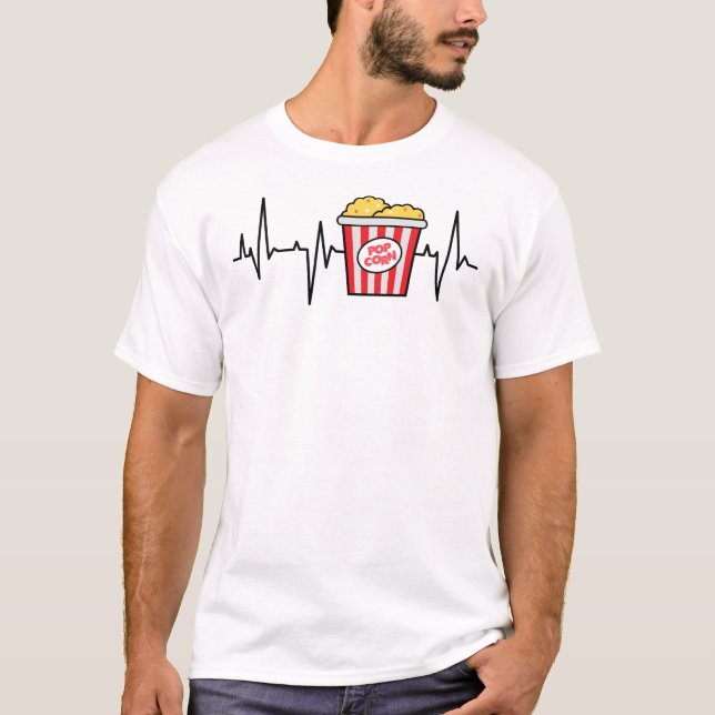Popcorn Heartslag filmsnacks nattetid T Shirt (Framsida)