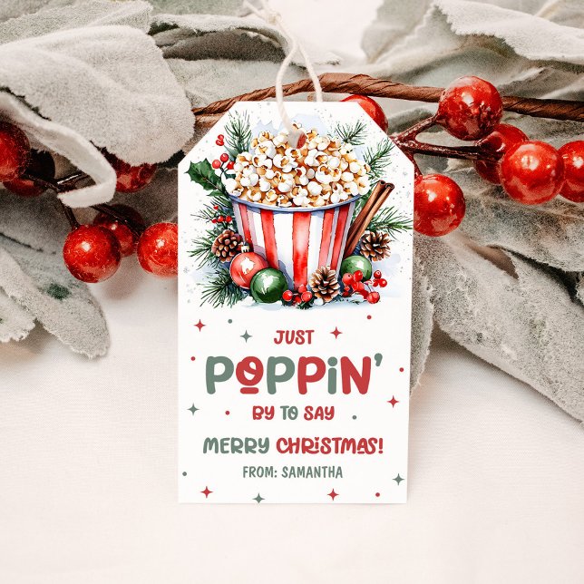 Popcorn Holiday Appreciation God Jul Presentetikett (Skapare uppladdad)