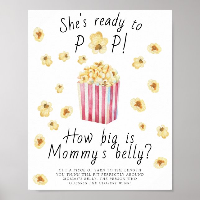 Popcorn - hur stor är mammas mage lek poster (Framsidan)