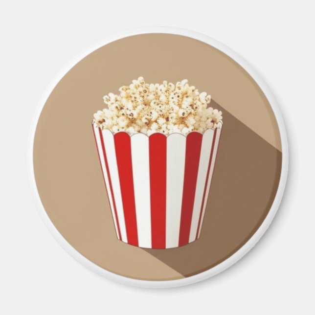 Popcorn i en bruncirkelbakgrund magnet (Framsidan)