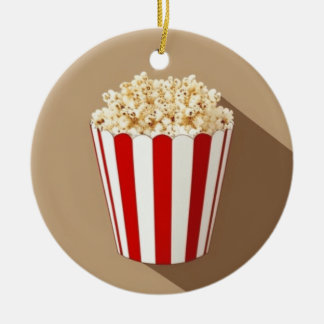 Popcorn i en brunt bakgrund julgransprydnad keramik