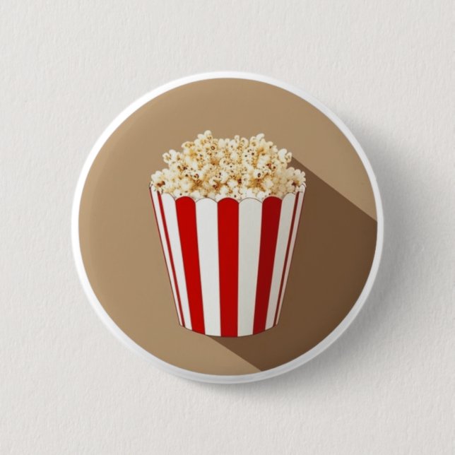 Popcorn i en röd och vit rand Tub Knapp (Framsida)