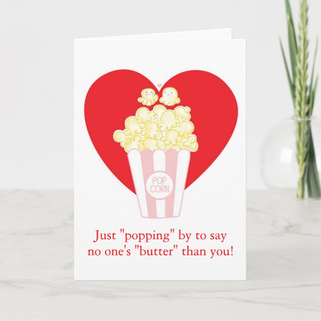 Popcorn i Kärlek Valentine Card Helgkort (Framsida)