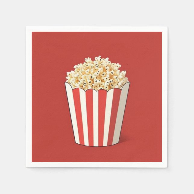 Popcorn i Röd bakgrund Pappersservett (Framsidan)