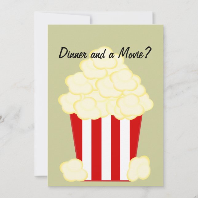 Popcorn-inbjudan för middag och Hett Buttered Inbjudningar (Framsida)