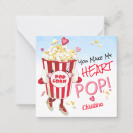 Popcorn Kärlek Roligt Klassrums Valentine-kort Anteckningskort