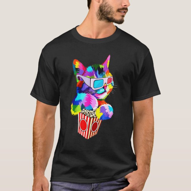 Popcorn Kattidé för kattunge  Färgglad Kitty T Shirt (Framsida)