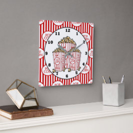 Popcorn-klocka för teaterrum fyrkantig klocka