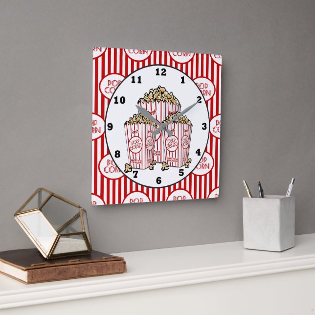 Popcorn-klocka för teaterrum fyrkantig klocka (Kontor)