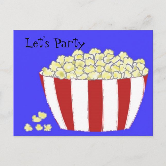 Popcorn - Låt oss festa inbjudan Vykort (Framsida)