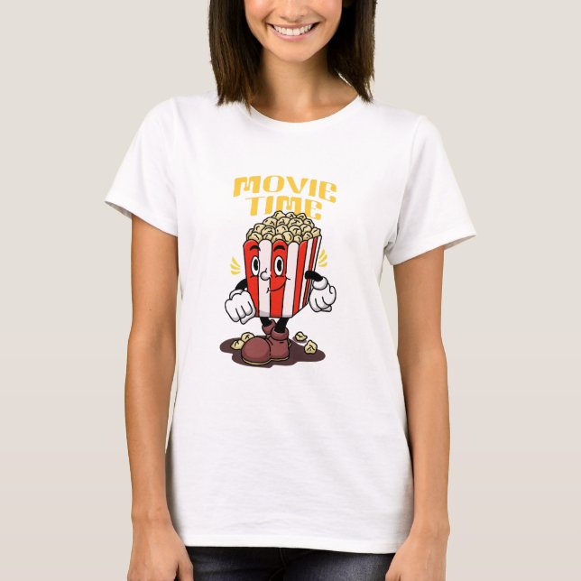 Popcorn Maskot Tecknad Film T Shirt (Framsida)