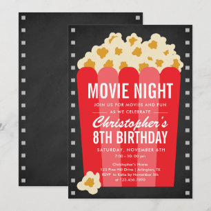 Popcorn Movie Night Födelsedagsfest Inbjudan