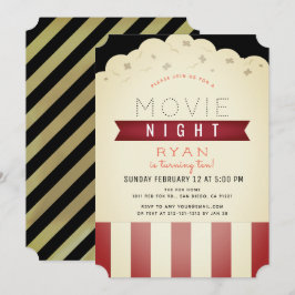 Popcorn Movie Night Vintage Boy Birthday Inbjudningar