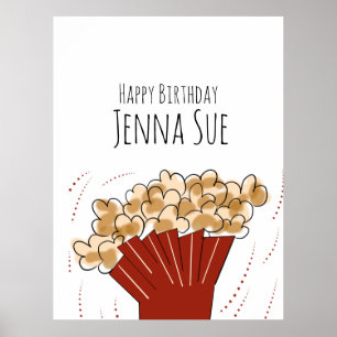 Popcorn Movie Outdoor Party Birthday Poster