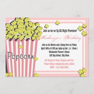 Popcorn Movie Sleepover Inbjudningar