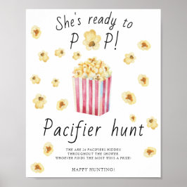 Popcorn - nappar-jakt på babyduschspel poster