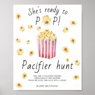 Popcorn - nappar-jakt på babyduschspel poster