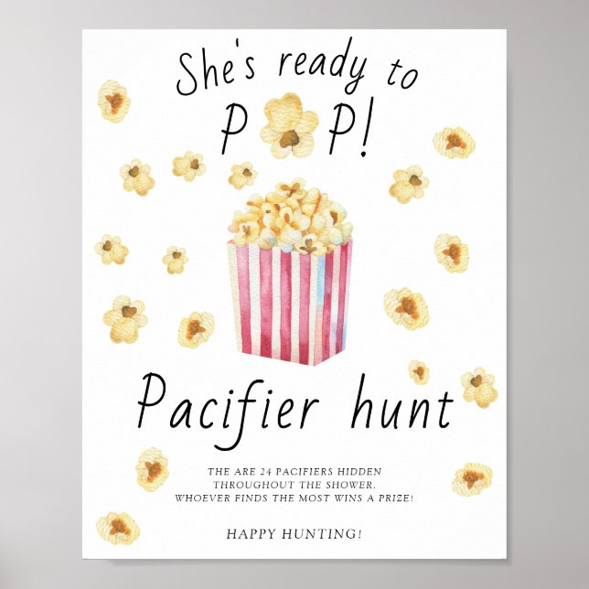 Popcorn - nappar-jakt på babyduschspel poster (Framsidan)