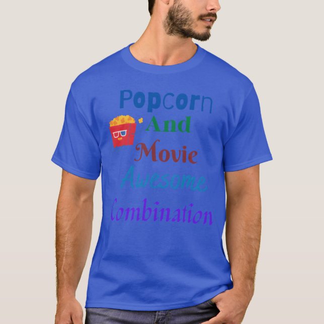 Popcorn och film fantastisk kombinationspresent t shirt (Framsida)