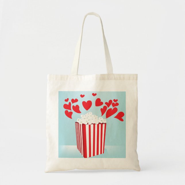 Popcorn och Hjärtan Film Date Night Tygkasse (Framsidan)