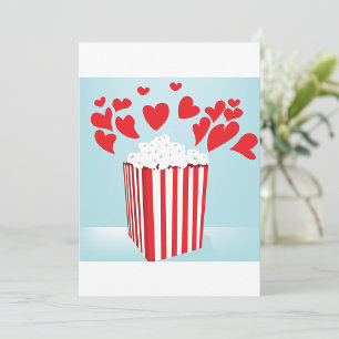 Popcorn och Hjärtan Film Datum Natt Inbjudningar