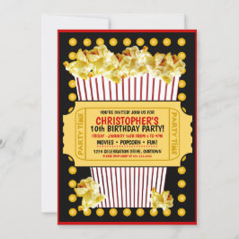 Popcorn och Movie Födelsedagsfest inbjudan