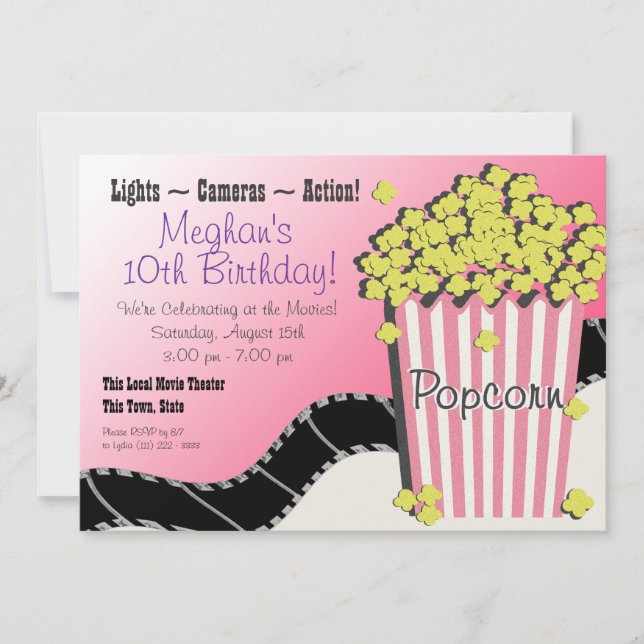 Popcorn och Movie Inbjudningar (Framsida)