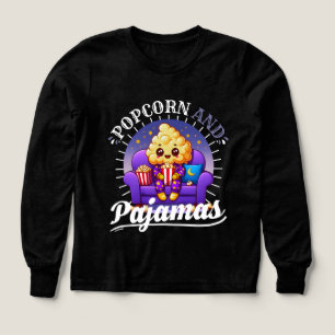 popcorn och pyjamas design för flickor t shirt
