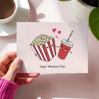 Popcorn och soda Design för Cute Valentines day-ko Tack Kort