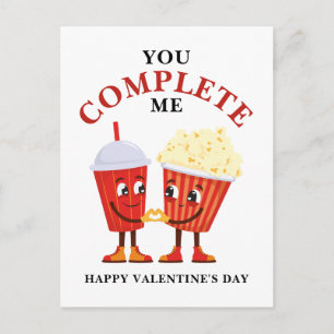 Popcorn och Soda Du fyller i mina Valentineser pun Vykort