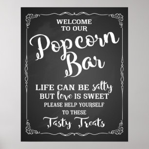Popcorn Pub bröllop elegant chalkboard Poster