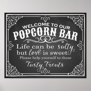 Popcorn Pub bröllop elegant chalkboard Poster