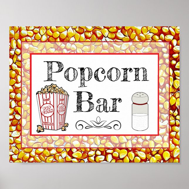 Popcorn Pub Bröllop eller Baby Shower-skylt Poster (Framsidan)