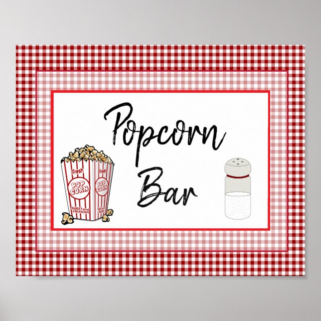 Popcorn Pub Bröllop eller Baby Shower-skylt Poster (Framsidan)