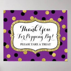Popcorn Pub Sign Lila Black Guld Confetti Poster