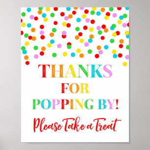 Popcorn Pub Sign Rainbow Confetti Poster