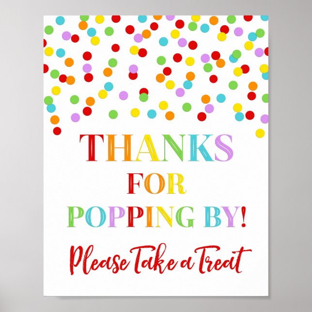 Popcorn Pub Sign Rainbow Confetti Poster (Framsidan)