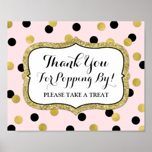 Popcorn Pub Sign Rosa Black Guld Confetti Poster