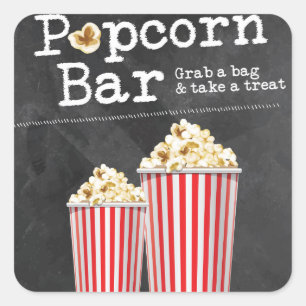 Popcorn Pub Stickers Fyrkantigt Klistermärke