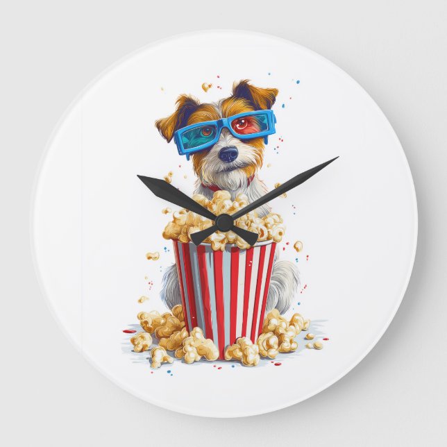 Popcorn Pup � Filmkväll Hund Stor Klocka (Framsida)
