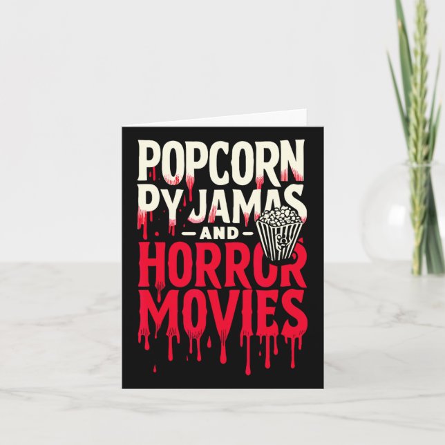 Popcorn Pyjamas Och Skräckfilmer Skräckfilmsälskar Kort (Framsida)