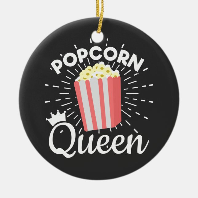 Popcorn Queen Women Girls Movie Popcorn Älskare Julgransprydnad Keramik (Framsidan)