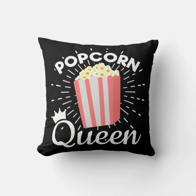 Popcorn Queen Women Girls Movie Popcorn Älskare Kudde (Framsida)
