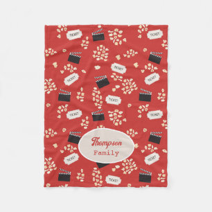 Popcorn Retro Movie Cinema Monogram Fleecefilt